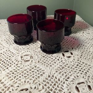Set of 4 Vintage Anchor Hocking Royal Ruby Georgian Red 5.5oz Juice Glasses